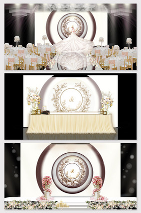 古典浪漫圆形花环设计婚礼场景模型