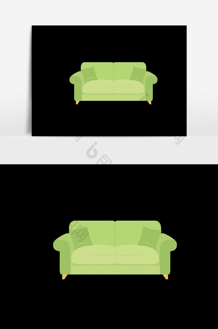 沙发绿色元素插画
