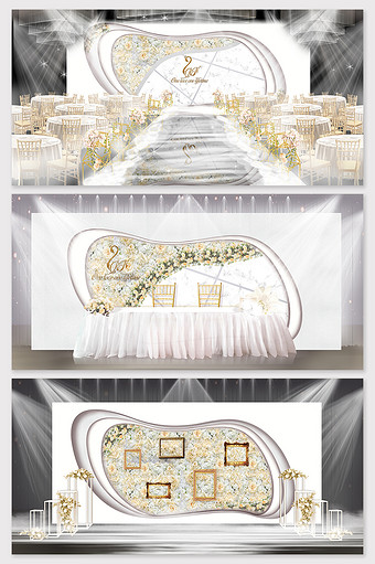 现代香槟玫瑰主题婚礼模型设计效果图图片