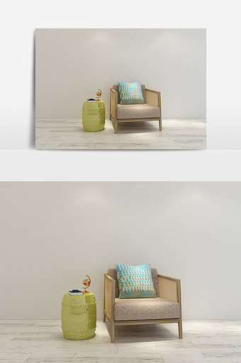 时尚茶几沙发椅组合模型图片