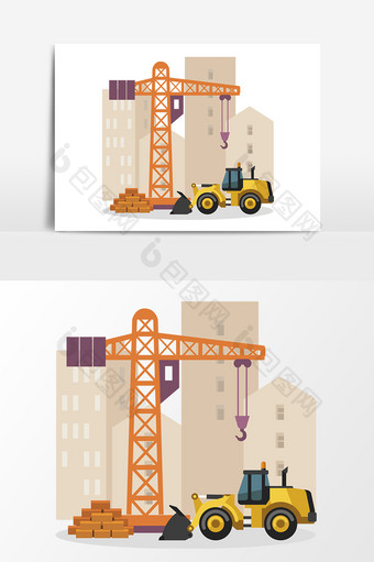 扁平化手绘工地建筑劳动节矢量素材图片