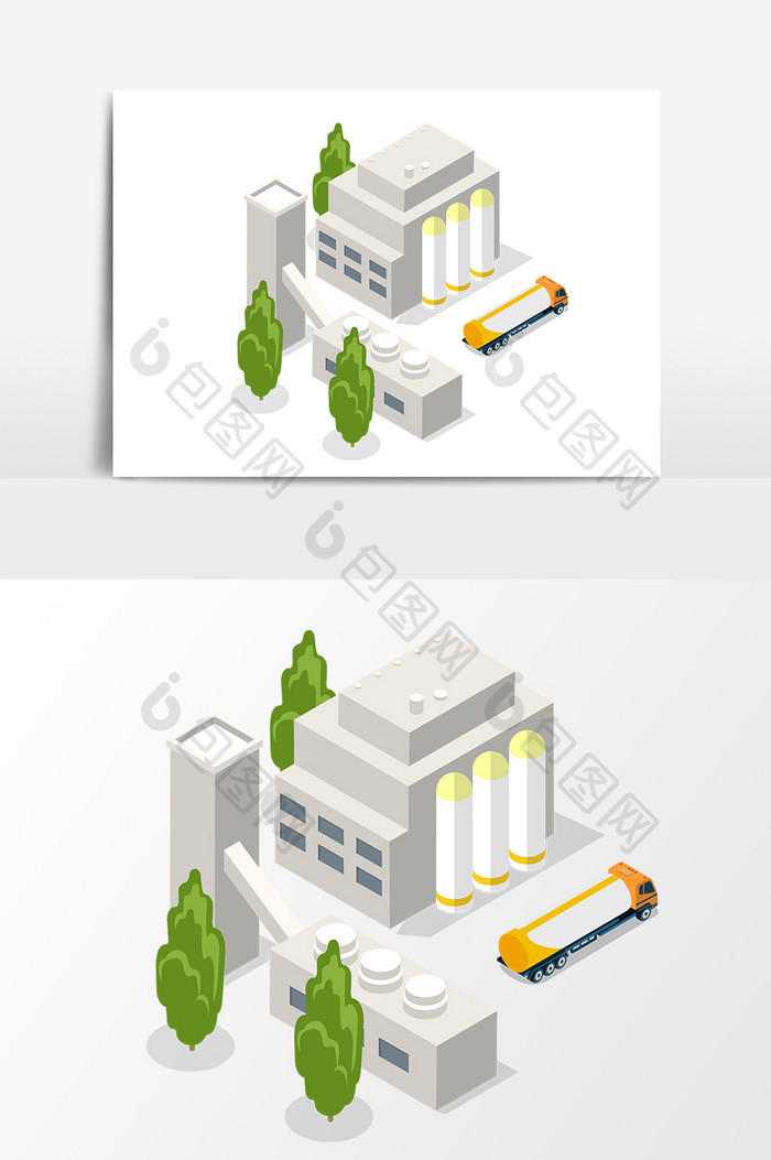 扁平化工厂楼房建筑插画矢量素材