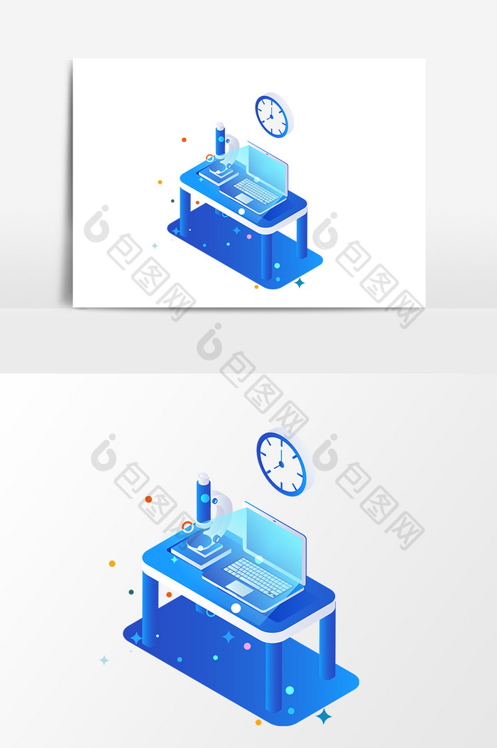 小清新学习办公书桌矢量素材