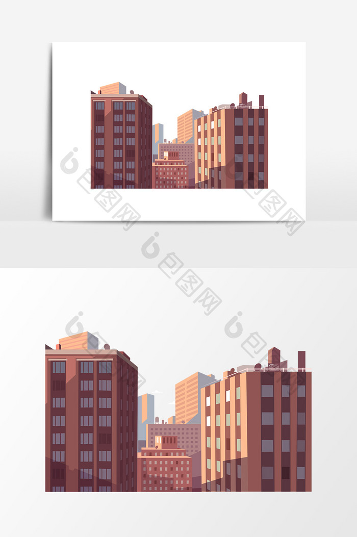 城市高楼大厦楼房建筑插画 Psd素材 包图网