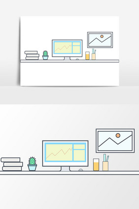 手绘简约商务办公矢量素材