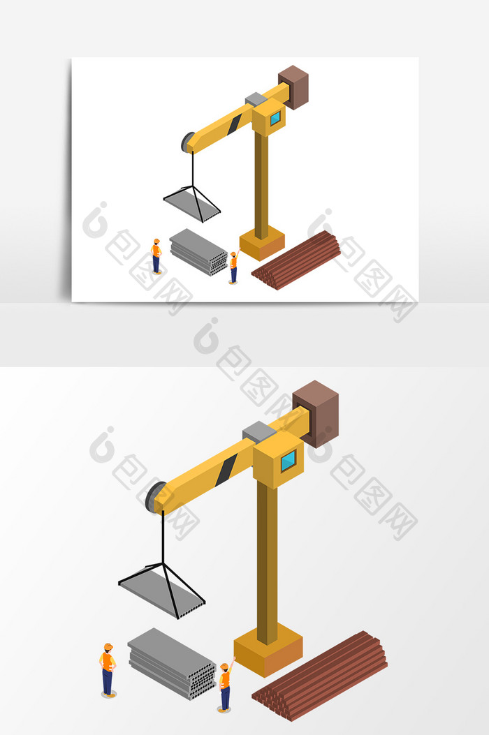 手绘卡通起重机设计元素