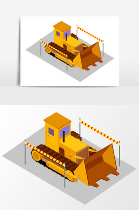 手绘卡通铲车设计元素