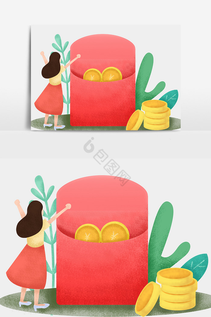 红包插画图片下载-包图网
