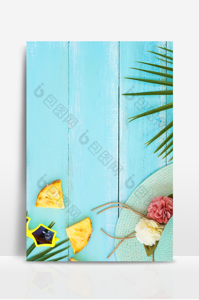 蓝色木板促销夏季图片