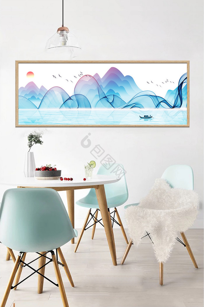 新中式抽象山水风景装饰画图片