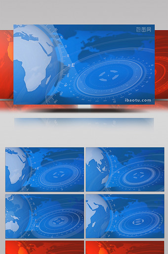 红蓝两款入新闻栏目包装地球背景视频图片