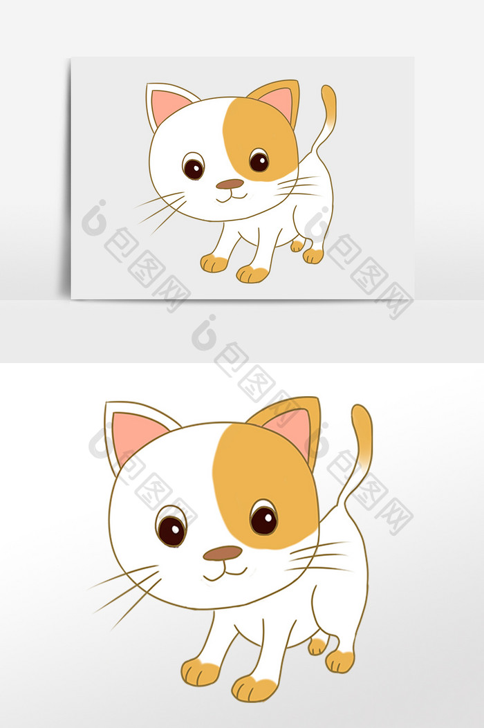 手绘卡通宠物猫咪插画元素
