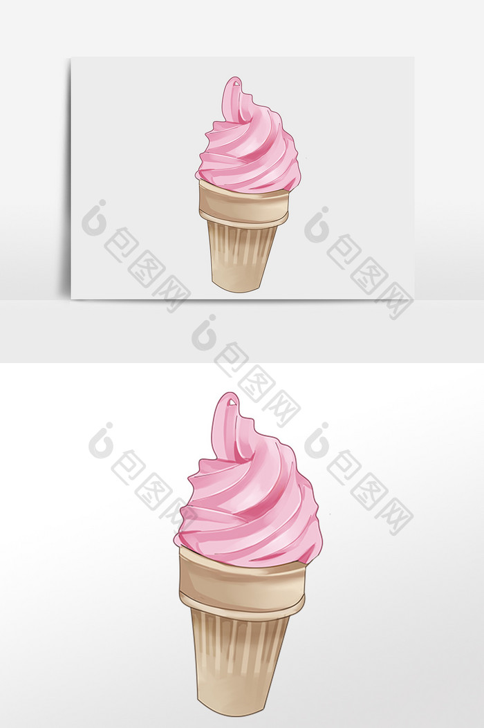 手绘冷饮奶油冰淇淋插画元素