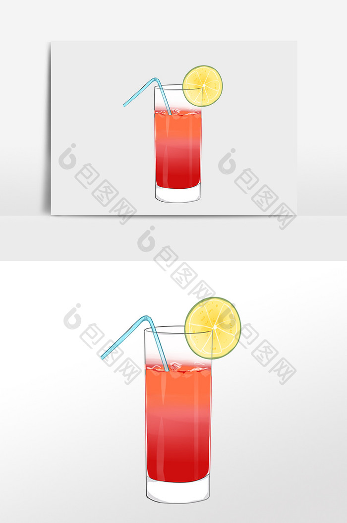 手绘饮品柠檬果汁插画元素