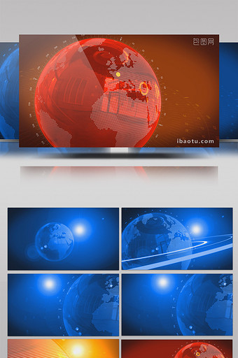 红蓝两款入三维地球背景视频图片