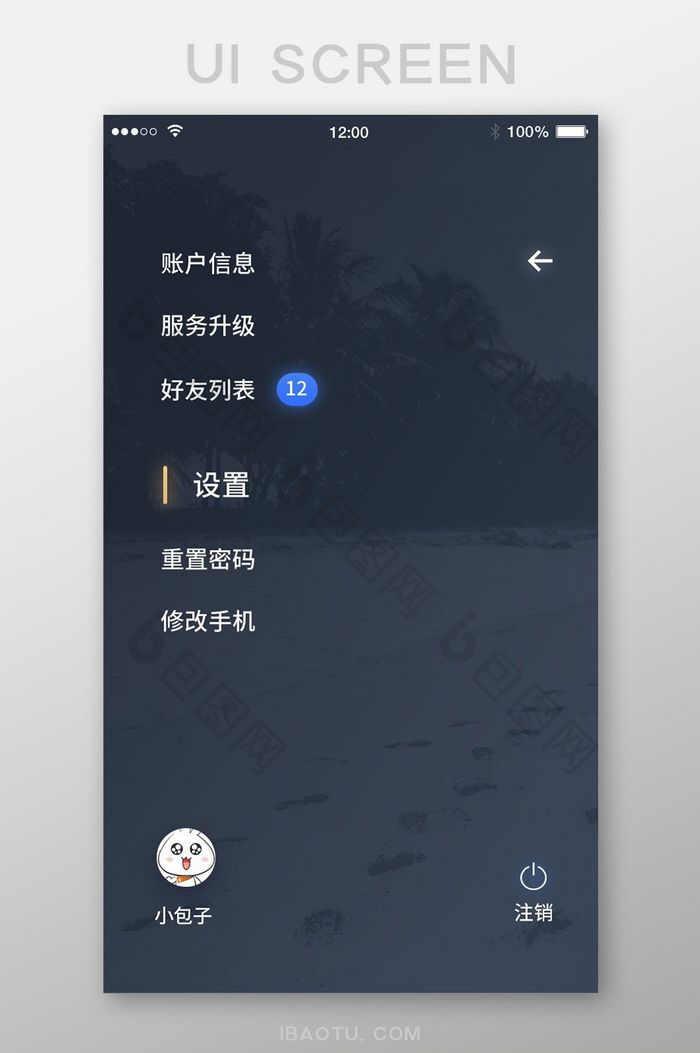 深色轻奢风移动APP我的账户界面