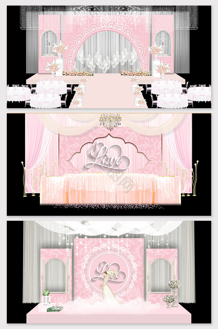 简约欧式粉色婚礼效果图图片