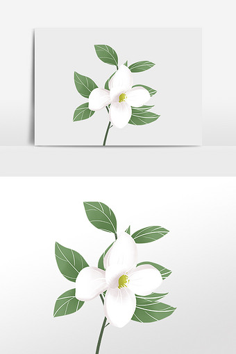 中国风小清新绿色栀子花插画元素图片