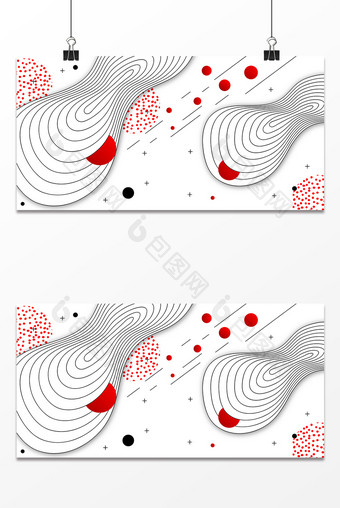 红色波点电商孟菲斯几何风格背景展板设计图片