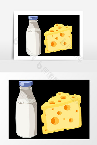 奶酪牛奶矢量素材手绘卡通扁平图片