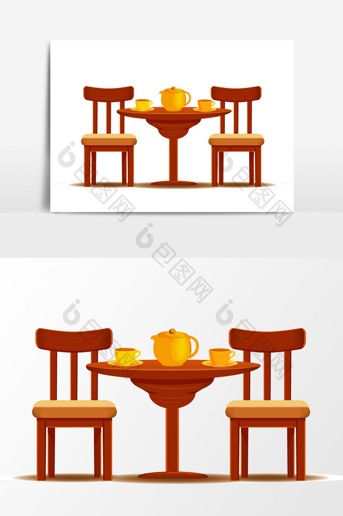 中式木质家具设计矢量素材