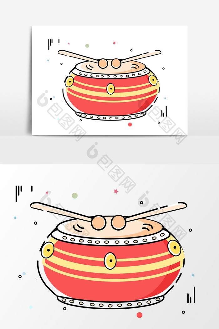 MBE风格喜庆新年中国鼓矢量素材