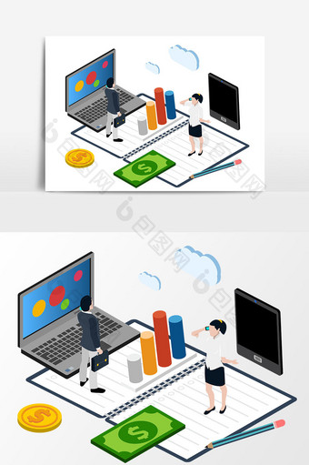 扁平化金融理财商务办公矢量素材图片