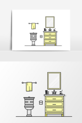 简约卡通卫生间家具马桶矢量素材