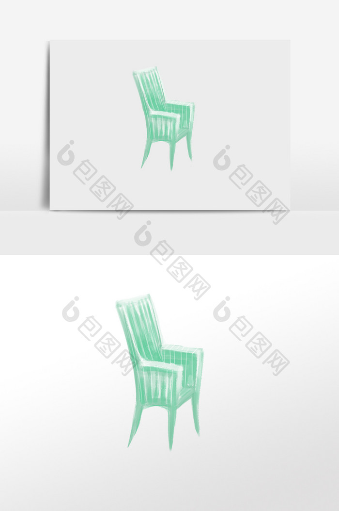 小清新绿色椅子插画素材