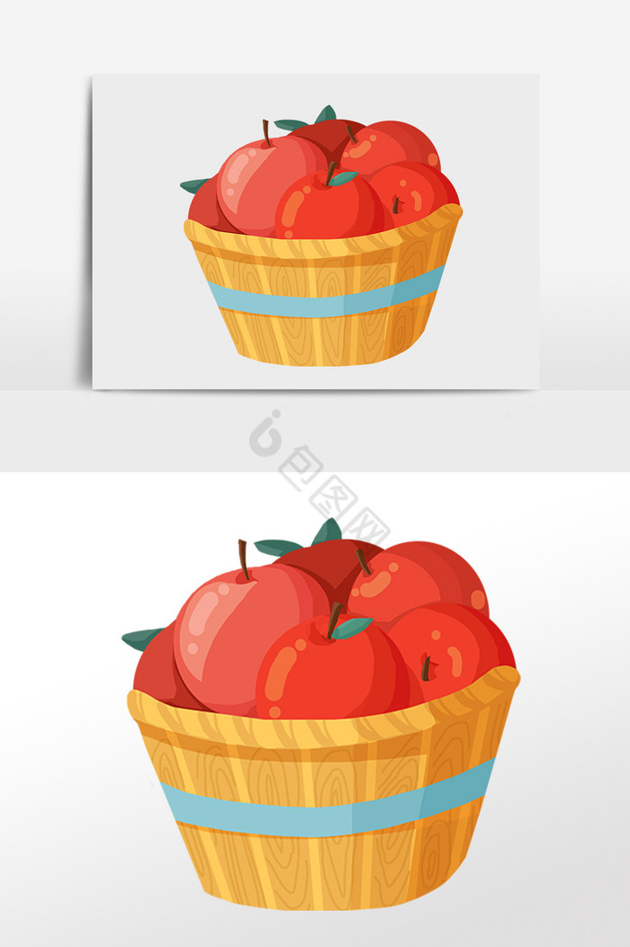 成熟的果实一筐苹果插画图片