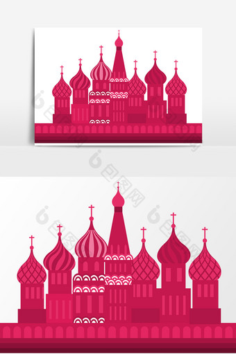 单色粉色欧式建筑元素图片