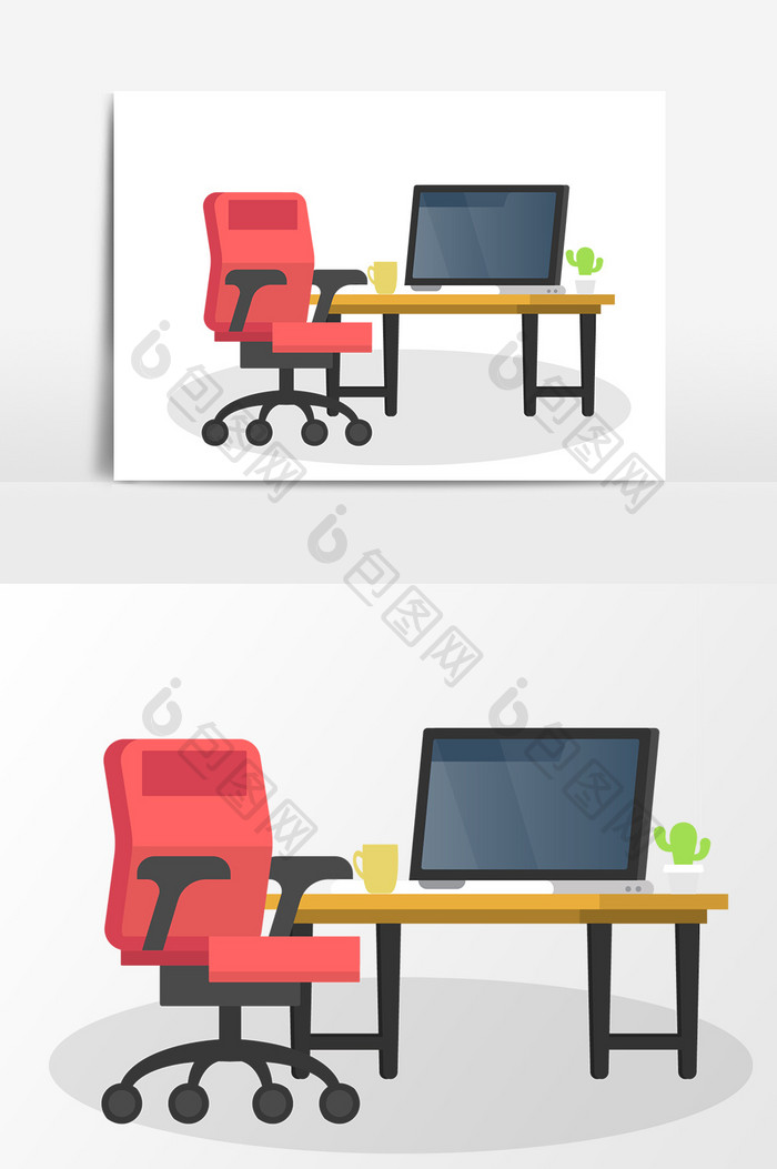 电脑桌椅子立体元素