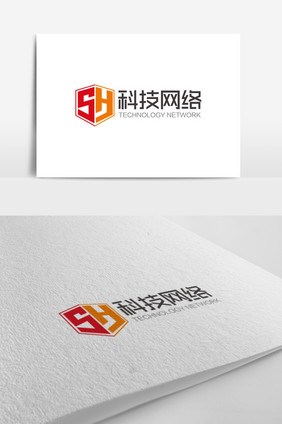 大气时尚SH字母科技网络logo标志