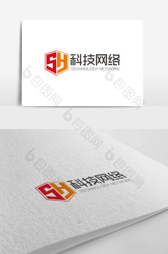 大气时尚SH字母科技网络logo标志图片