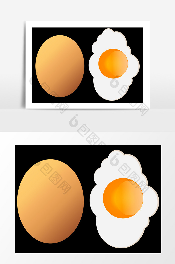 鸡蛋逼真手绘扁平矢量素材