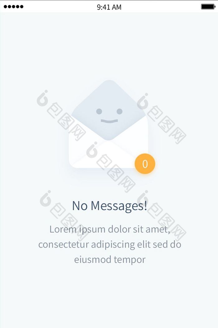 手机APP网页无消息无邮件界面设计模板