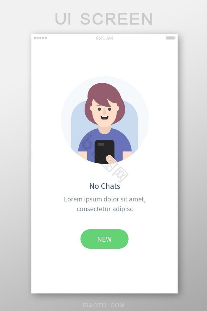 手机APP聊天无消息无内容界面设计模板图片