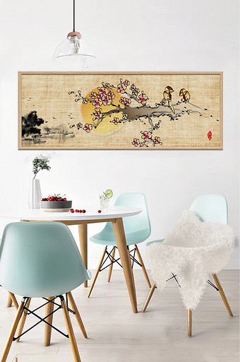 中国风水墨国画风景素材新中式装饰画背景墙图片