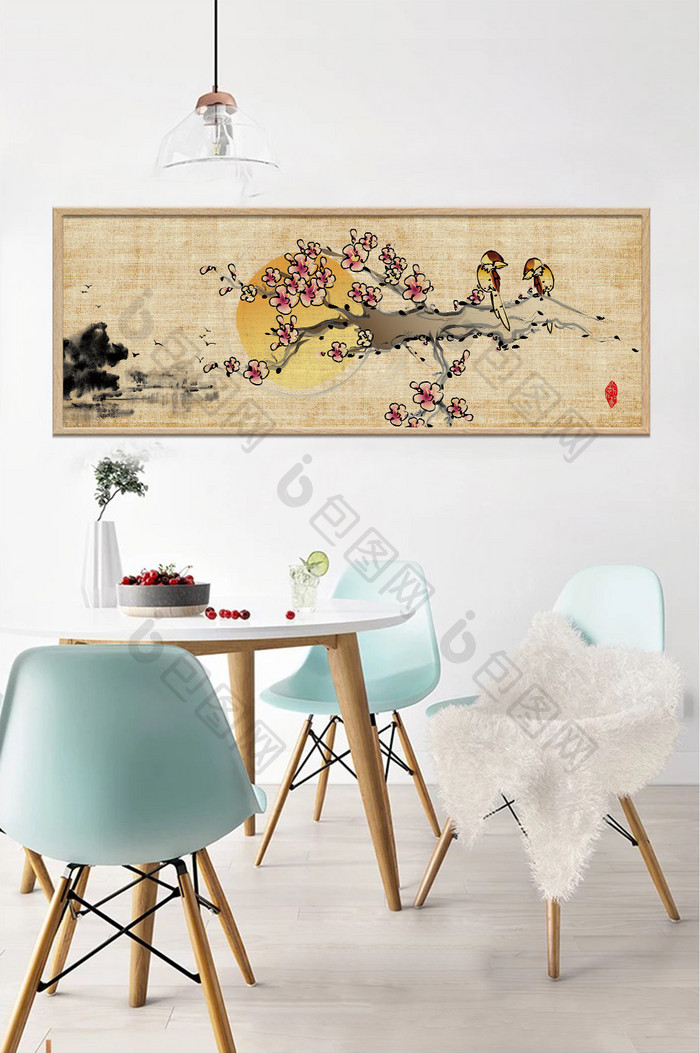 中国风水墨国画风景素材新中式装饰画背景墙