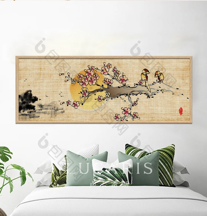 中国风水墨国画风景素材新中式装饰画背景墙