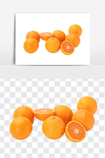 新鲜切半水果橘子果蔬元素图片