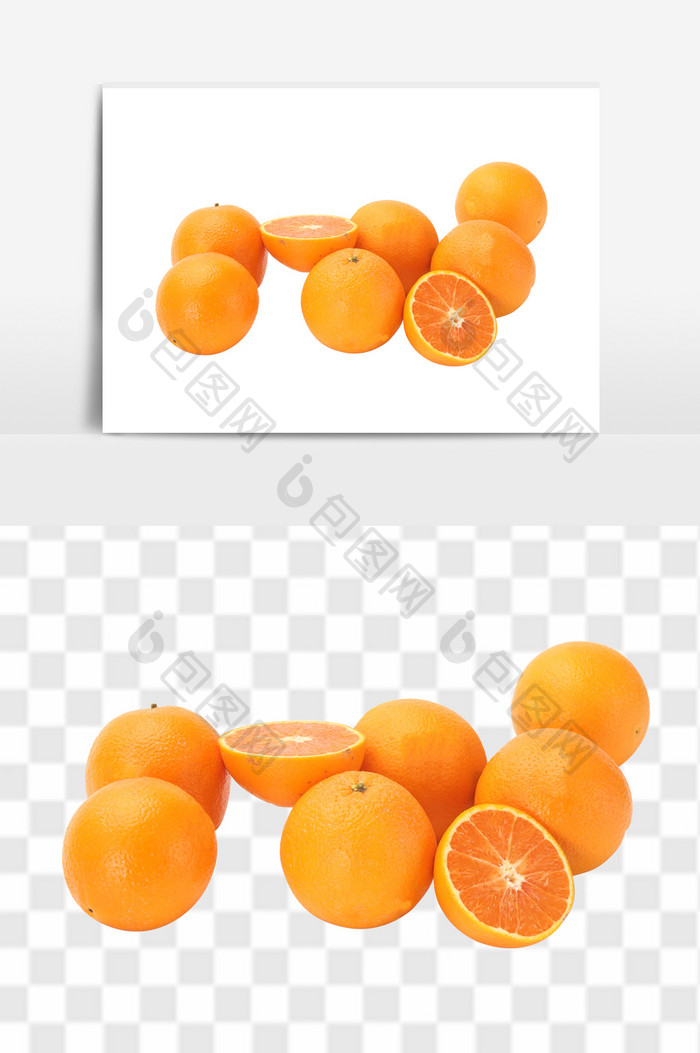 新鲜切半水果橘子果蔬元素