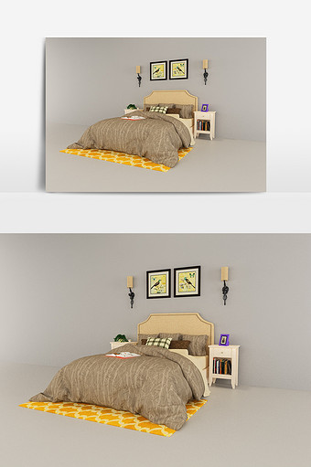 现代简约风家装卧室床组合图片