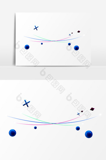 蓝色圆球线条PSD素材图片
