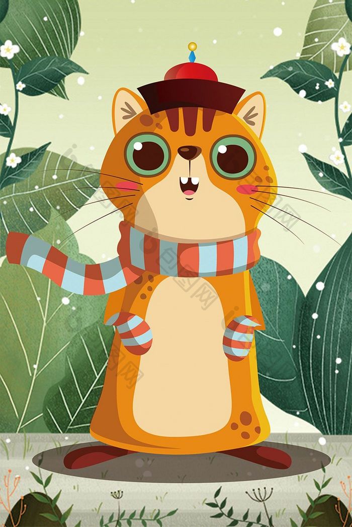可爱卡通北欧风创意动物猫咪儿童房装饰画
