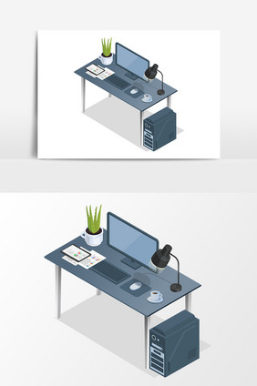 暗色办公桌设计元素