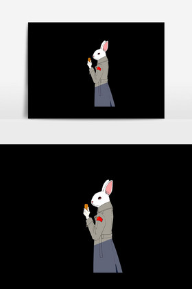 黑色兔子拟人图片