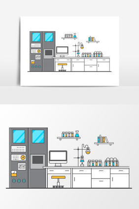 手绘卡通实验室元素
