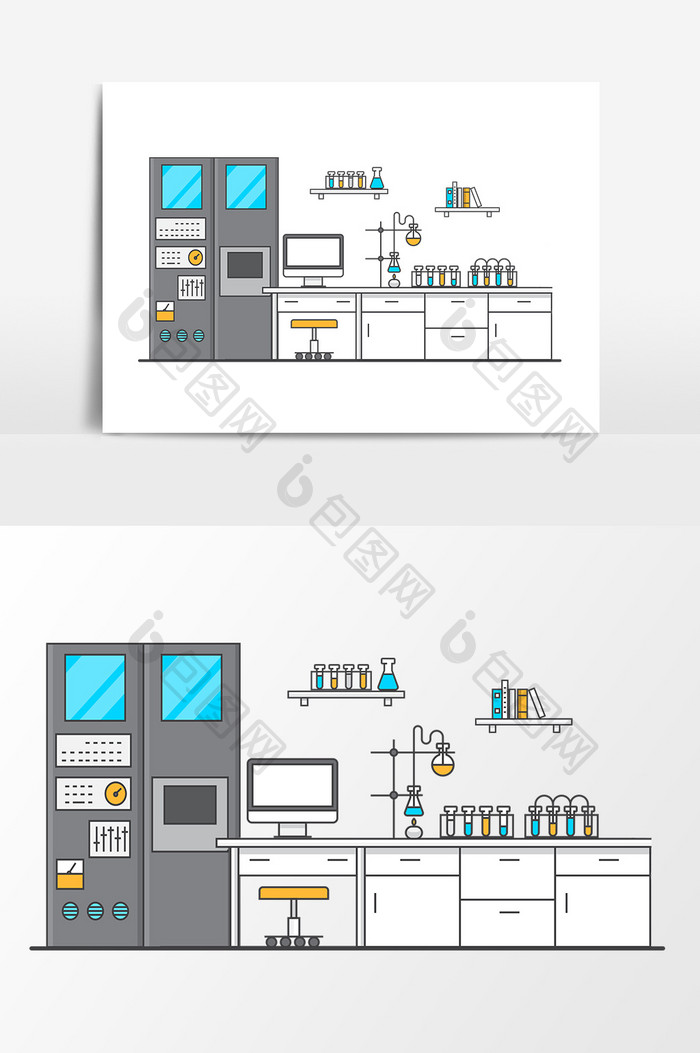 手绘卡通实验室元素