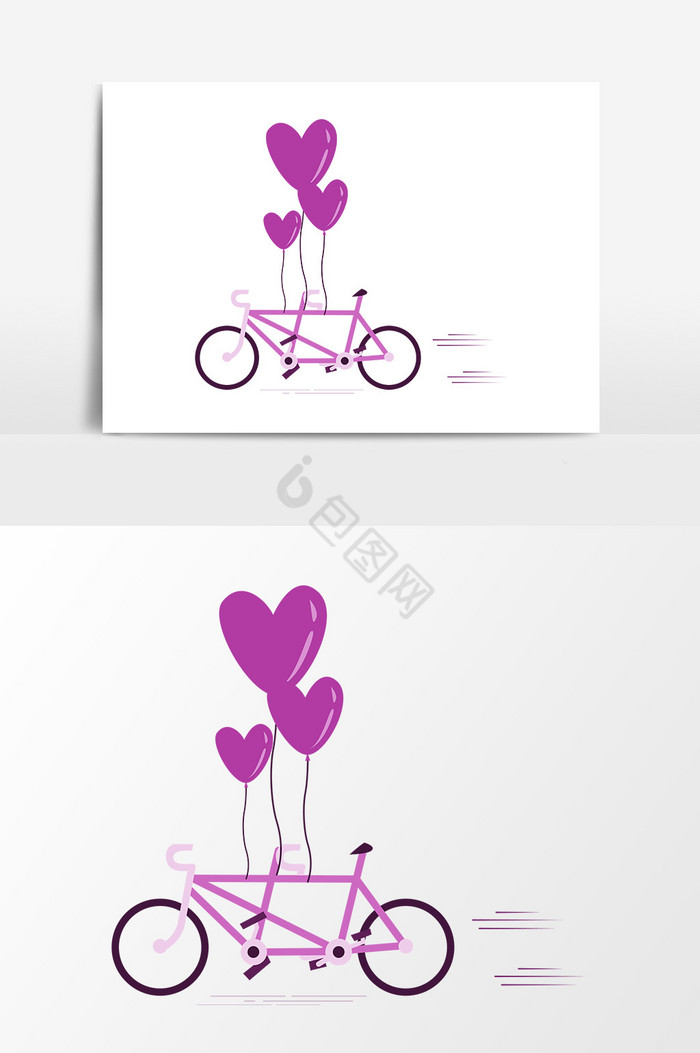 双人自行车爱心图片